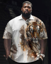 Men's Plus Size Ink Tiger Short Sleeve Shirt Set